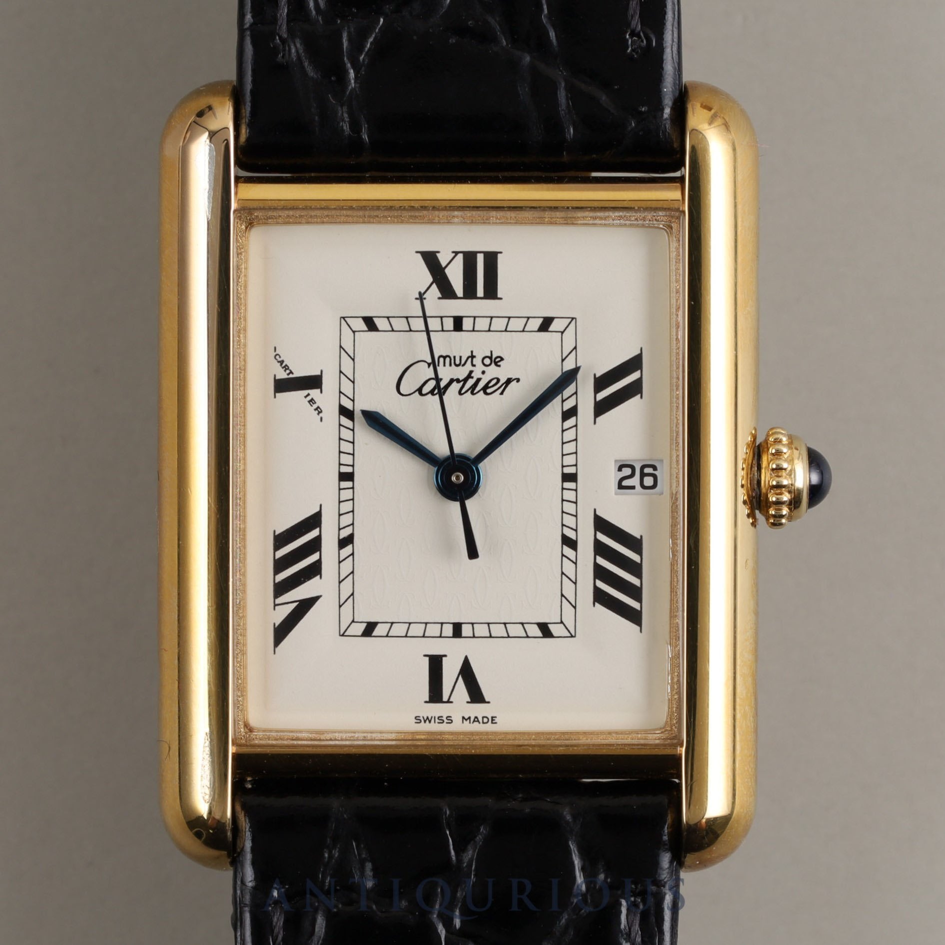 CARTIER カルティエ マストタンク GM（XL） デイト QZ W1013754 / 2413 Cal.687 SV925 革 純正尾錠（GP）ホワイト飛びローマCC文字盤