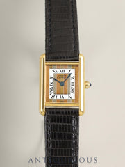 Cartier Must Tank SM W1003153 / 5057001 Quartz Cal.66 SV925 Leather Genuine Pin Buckle (GP) Front Trinity Dial (SWISS marking) Overhauled