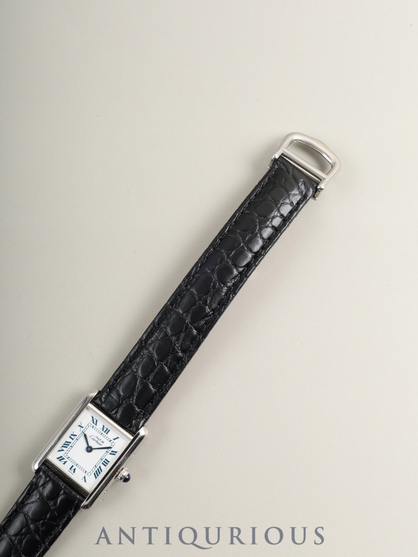 Cartier Must Tank SM W1001565 / 1614 Quartz SV925 Leather Genuine Deployant Buckle (SS) White Roman Dial (SWISS marking) Complete service done at Cartier boutique