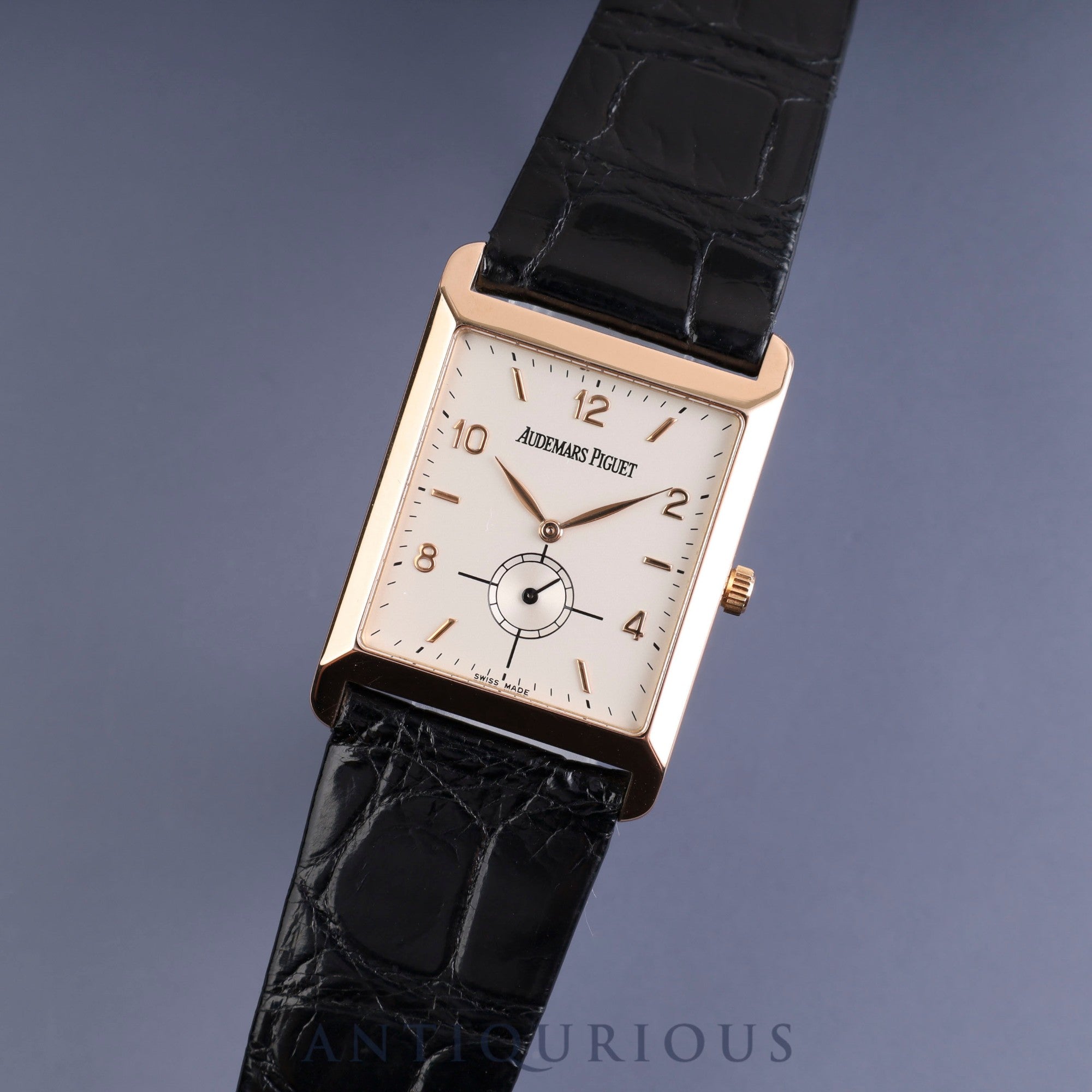 AUDEMARS・PIGUET オーデマ・ピゲ RECTANGULAR レクタンギュラー OR4918/002 手巻き Cal.2085 PG 革 シルバー文字盤 保証書（1995年）