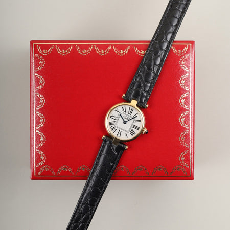 カルティエ マスト ヴァンドーム VLC SM W1005354 / 590004 クォーツ Cal.90 SV925 革 純正Dバックル（GP） オパラン文字盤 箱 オーバーホール済み