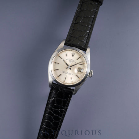 ロレックス  オイスターパーペチュアルデイト 1500 自動巻き Cal.1570 SS 革 社外尾錠（SS）シルバー文字盤 36mm 53番台（1977年）オーバーホール済み