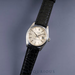 ロレックス  オイスターパーペチュアルデイト 1500 自動巻き Cal.1570 SS 革 社外尾錠（SS）シルバー文字盤 36mm 53番台（1977年）オーバーホール済み