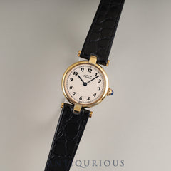 Cartier Must Vendôme VLC SM 590004 Quartz Caliber 90 SV925 Leather Strap with Genuine GP Buckle, Arabic Dial, Overhauled