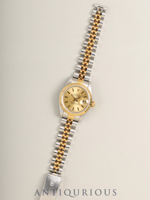 ロレックス デイトジャスト レディ 69173 自動巻き Cal.2135 SS/YG SS/YG シャンパン文字盤 S番（1993年）箱 保証書（1995年 / 個人名記載） カードホルダー 冊子 タグ オーバーホール済み