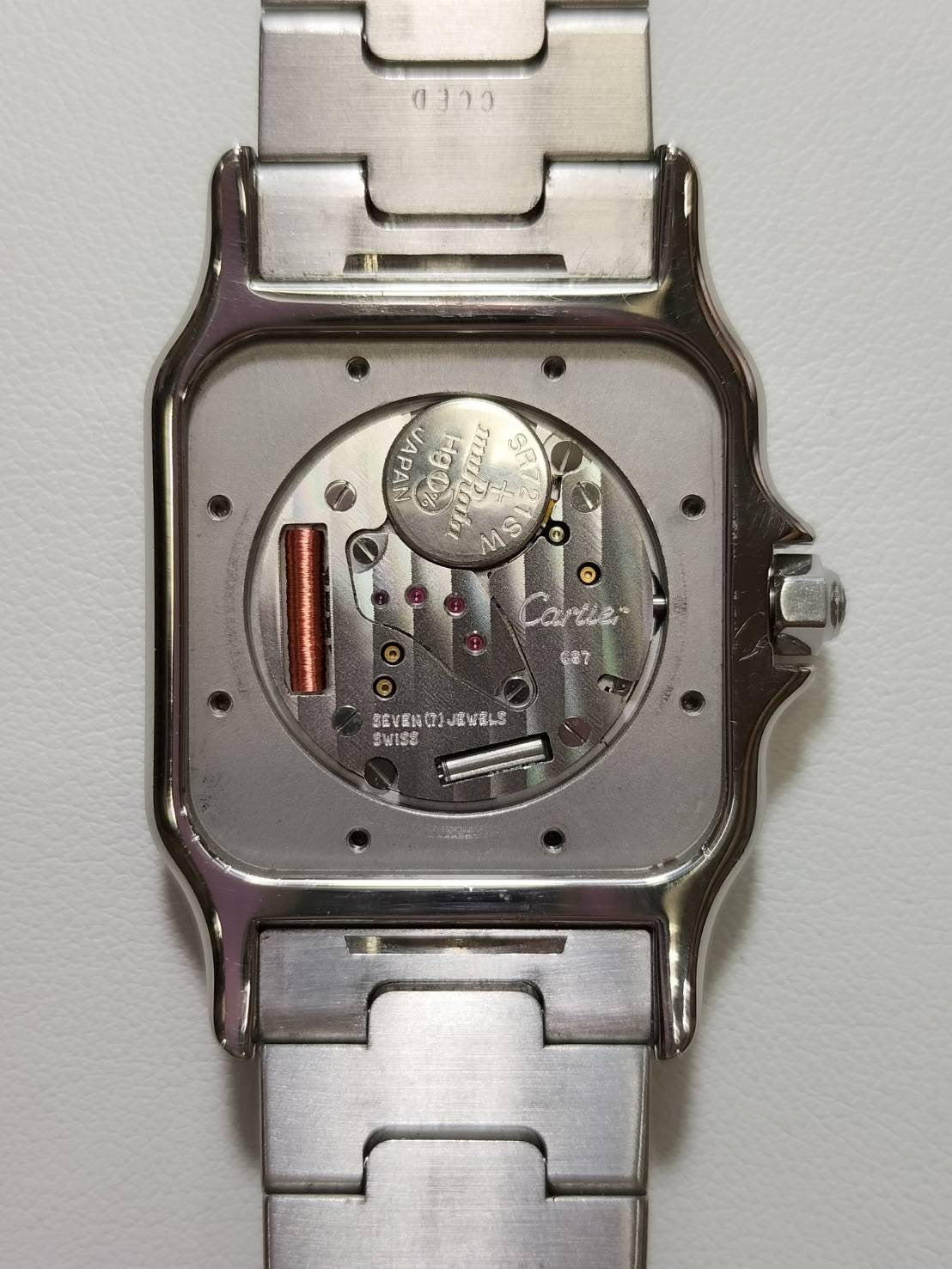 カルティエ サントス ガルベ LM 1564 クォーツ Cal.687 SS SS ホワイトローマン文字盤（SWISS MADE表記） 冊子 保証書（1999年）オーバーホール済み