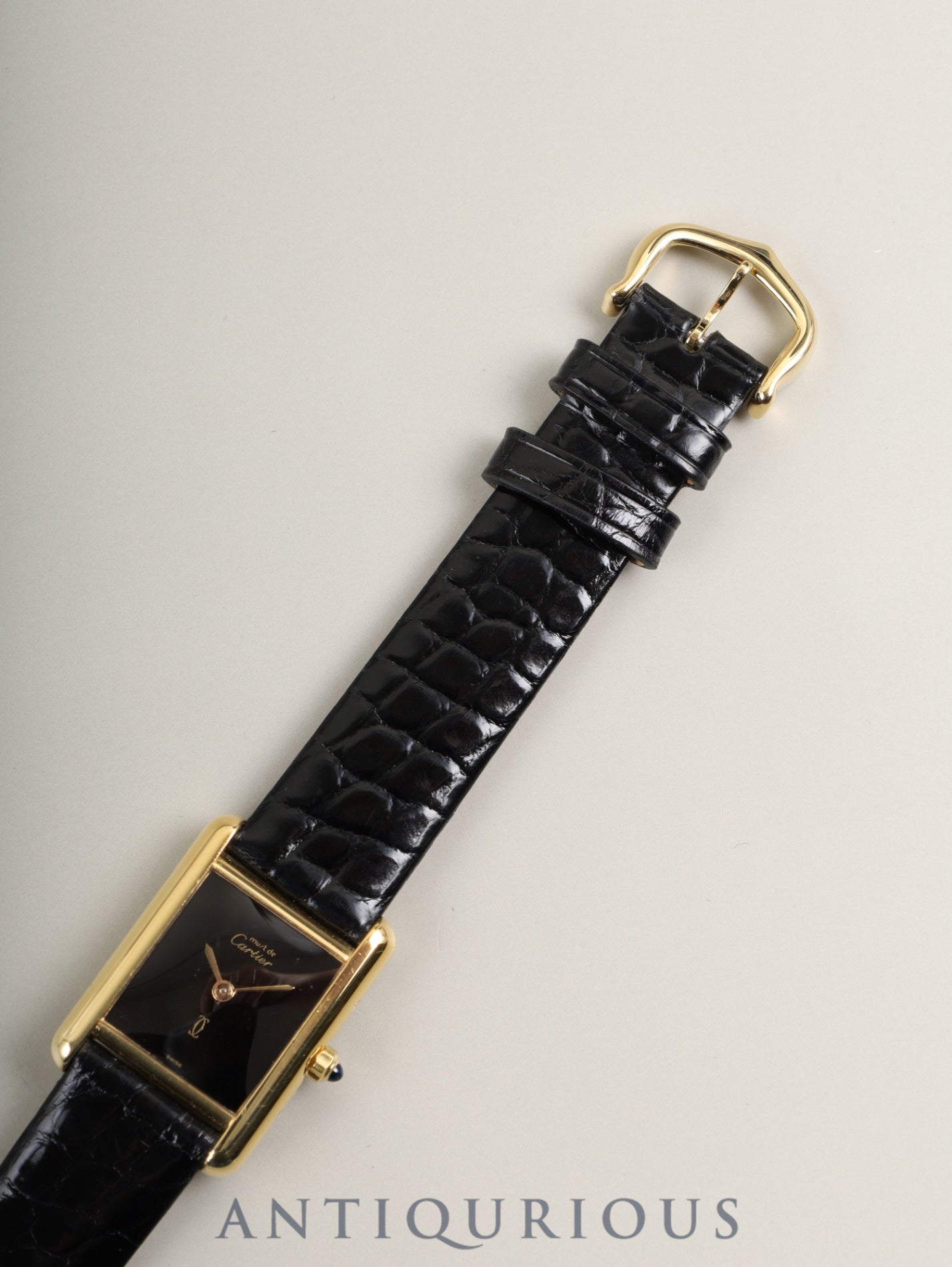 カルティエ マストタンク SM 3 66001クォーツ Cal.157 SV925 革 純正ピンバックル（GP）オニキス文字盤（SWISS表記）オーバーホール済み 新品仕上げ済み