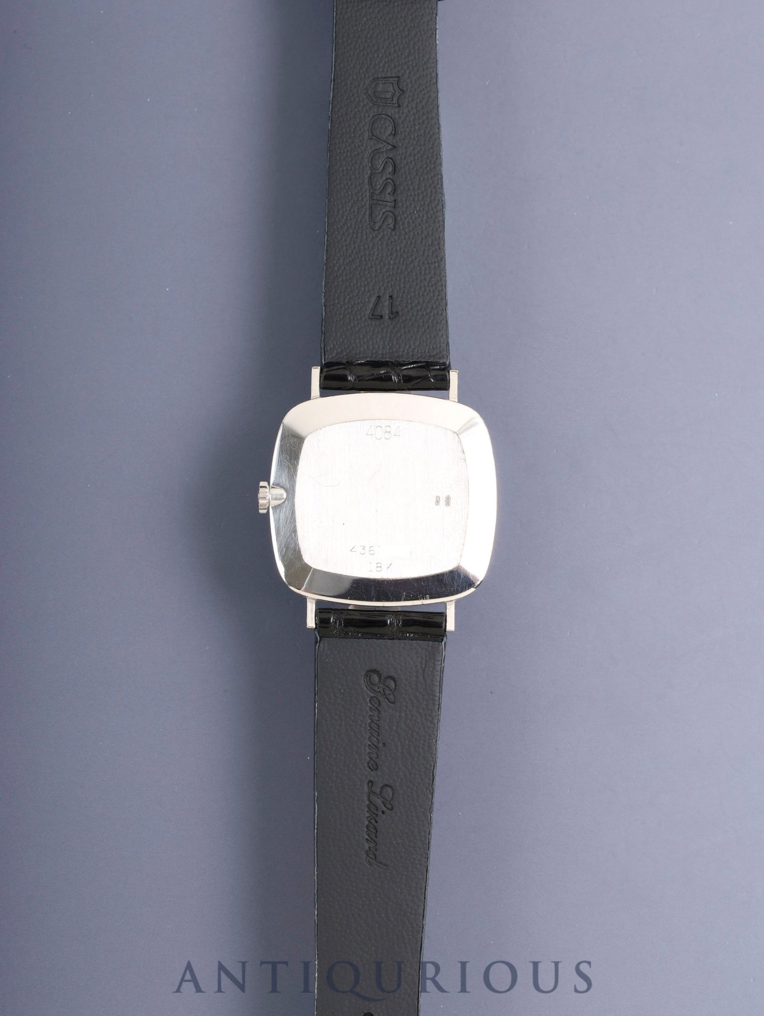 ロレックス チェリーニ 4084 手巻き Cal.1601 革 750WG 純正ピンバックル（SS）グレー3Pダイヤ文字盤 43番台（1975年）箱 保証書（1990年）オーバーホール済み