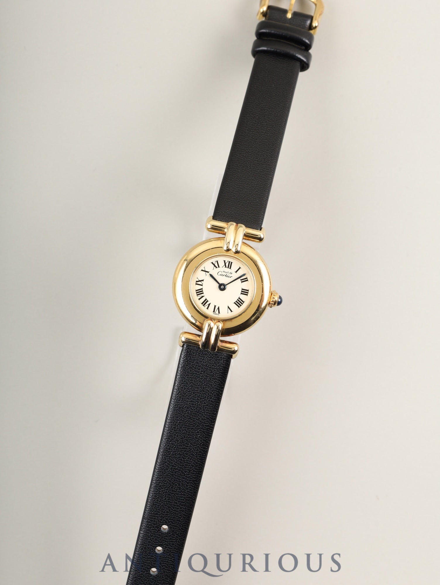 カルティエ マストコリゼ 590002 クォーツ Cal.90 SV925 革 純正尾錠（GP） アイボリーローマン文字盤 オーバーホール済み