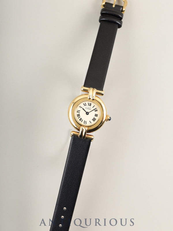 カルティエ マストコリゼ 590002 クォーツ Cal.90 SV925 革 純正尾錠（GP） アイボリーローマン文字盤 オーバーホール済み