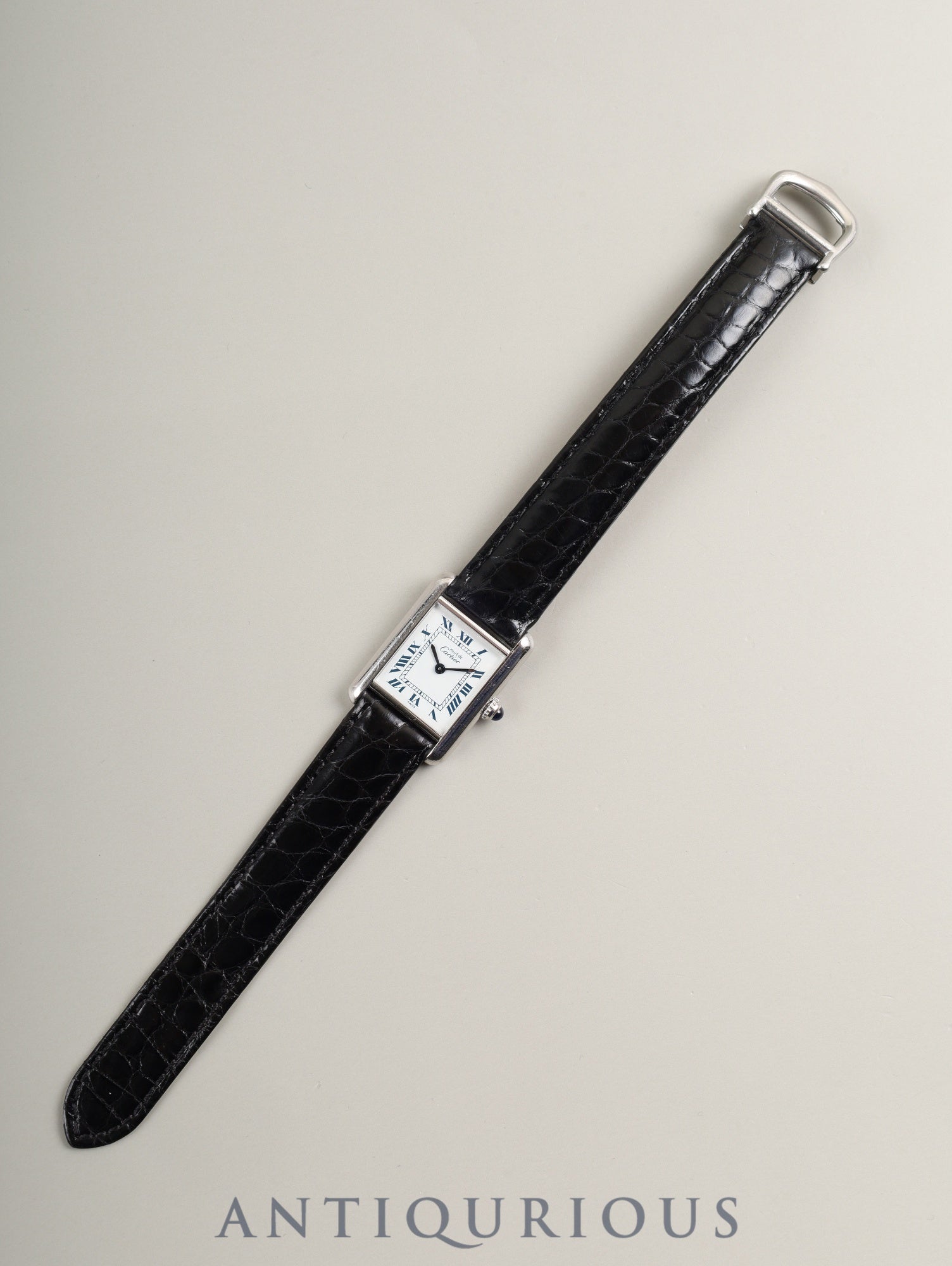 カルティエ マストタンク SM 6057002 クォーツ Cal.- SV925 革 純正Dバックル（SS）ホワイトローマン文字盤 （SWISS表記）カルティエブティックにてコンプリートサービス済み