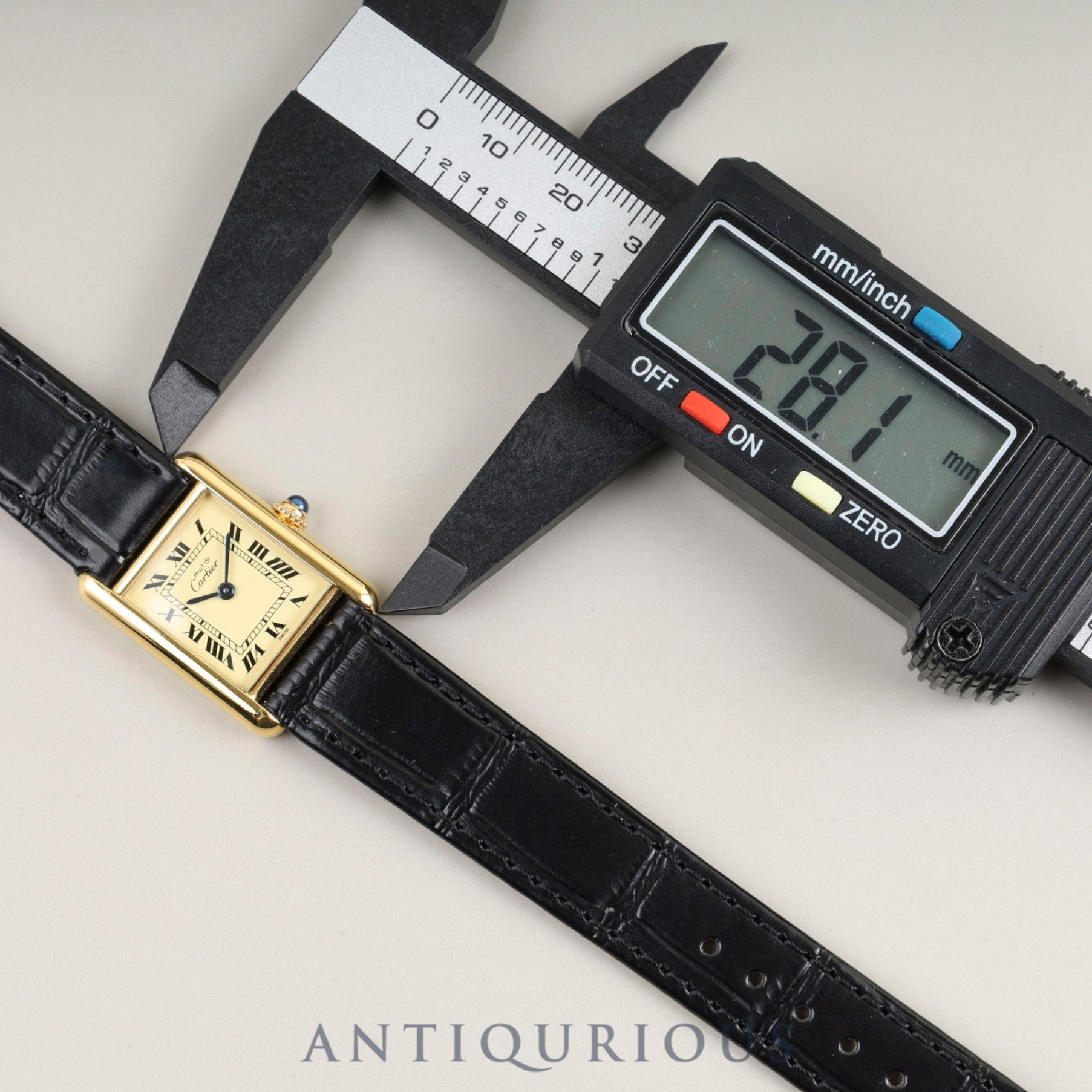 カルティエ マストタンク SM 5057001 クォーツ Cal.057 SV925 革 純正尾錠（GP）アイボリーローマン文字盤 オーバーホール済み