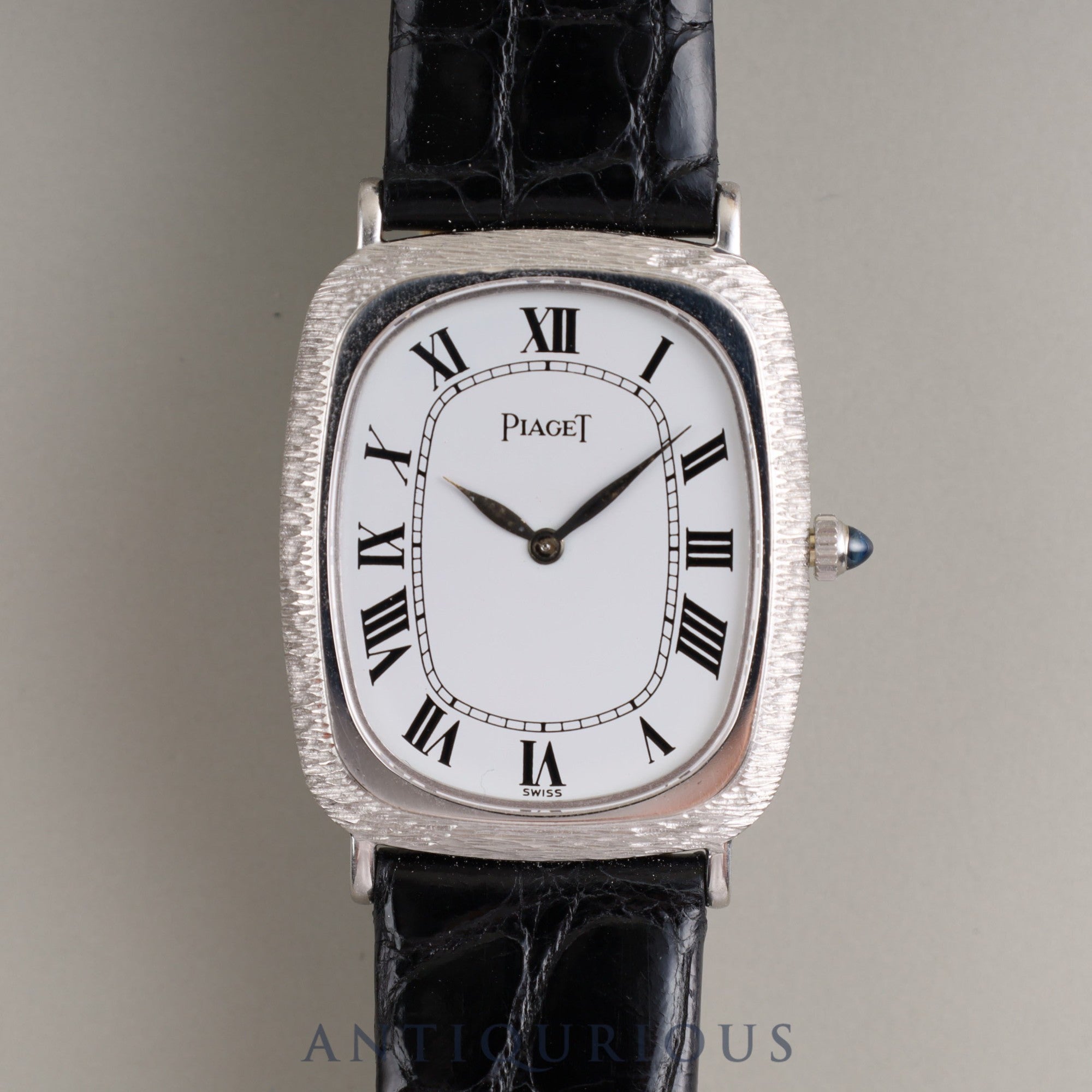 Piaget cushion case 9251 hand-wound Cal.9P2 WG leather genuine buckle (750) white dial box warranty (1988)