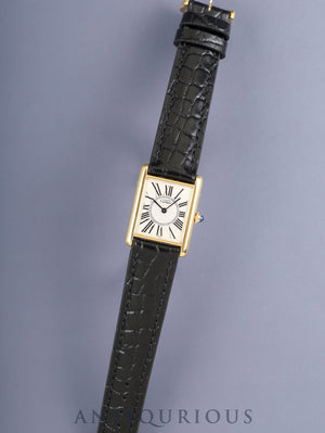 Cartier Must Tank LM 590005 Quartz Cal.90 SV925 Leather Original Pin Buckle (GP) Opaline Dial (SWISS marking) Overhauled Polished