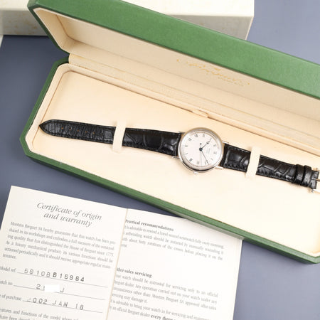 ブレゲ クラシック ツインバレル 5910BB.15.984 自動巻き Cal.591  750WG 純正革ベルト 純正尾錠（750WG）シルバー文字盤 箱 冊子 保証書（2002年）オーバーホール済み