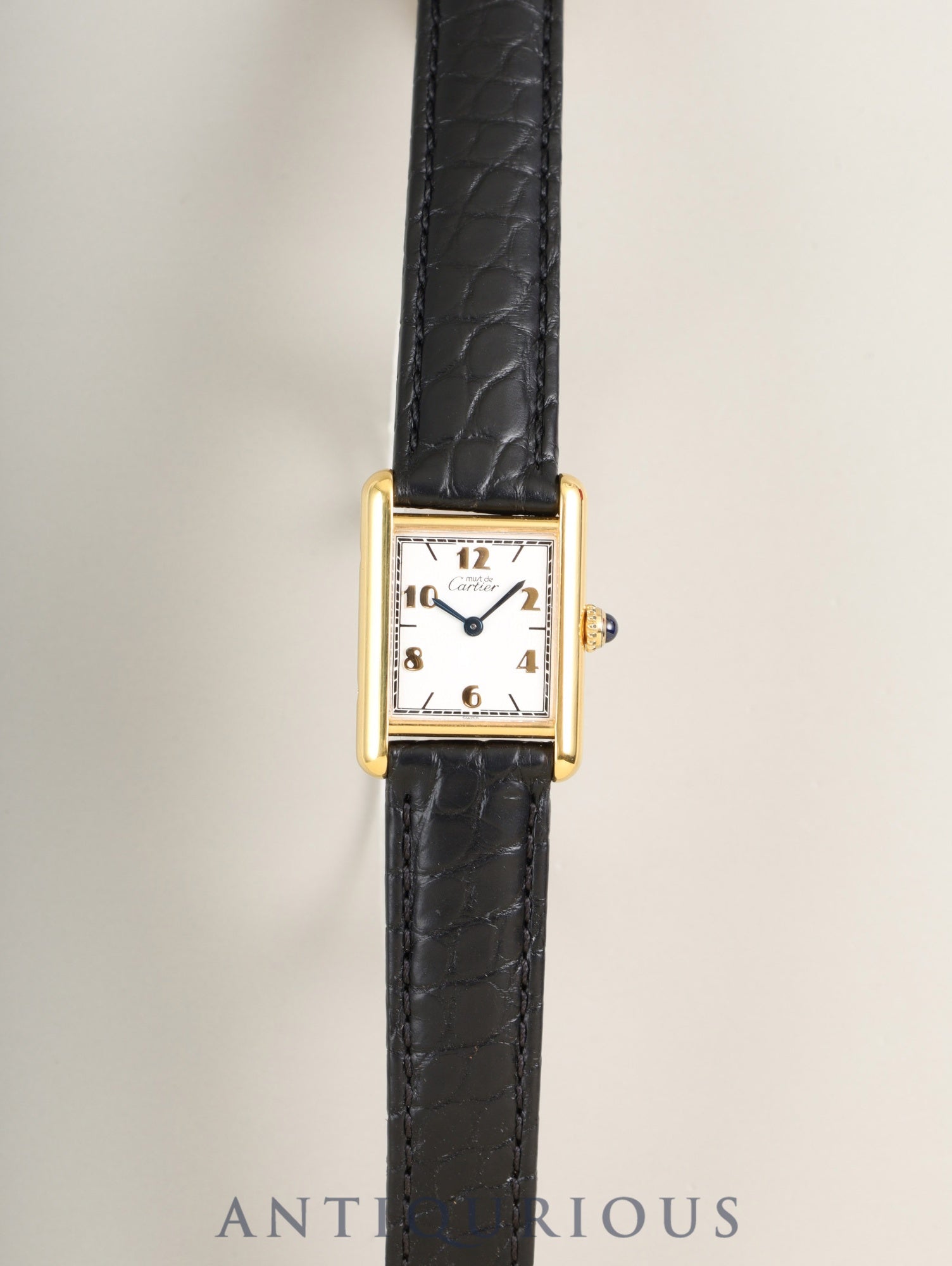 カルティエ マストタンク SM W1008354 / 5057001 クォーツ Cal.057  SV925 革  純正Dバックル（GP）飛びアラビア文字盤（SWISS表記）箱 オーバーホール済み 新品仕上げ済み