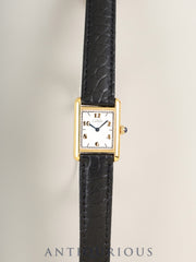 カルティエ マストタンク SM W1008354 / 5057001 クォーツ Cal.057  SV925 革  純正Dバックル（GP）飛びアラビア文字盤（SWISS表記）箱 オーバーホール済み 新品仕上げ済み