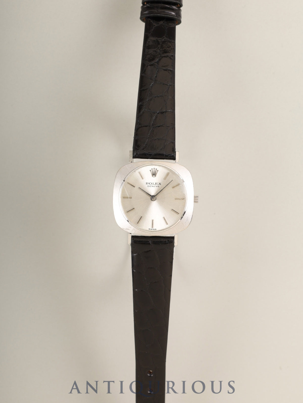 Rolex Cellini 3652, manual winding, Cal. 1600, 750WG, leather strap, aftermarket pin buckle (SS), silver dial, serial number in the 15s (1965), recently overhauled.