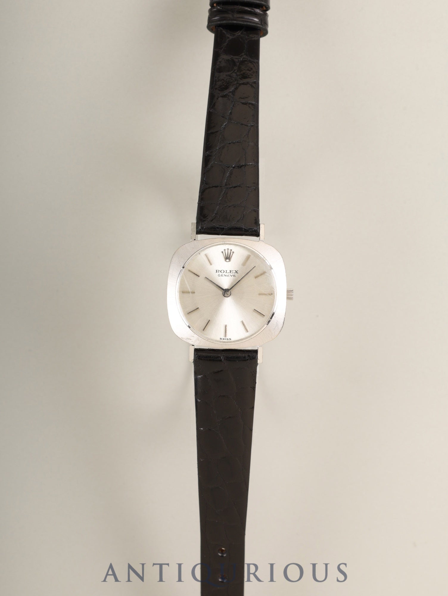 ロレックス チェリーニ 3652 手巻き Cal.1600 750WG 革 社外ピンバックル（SS）シルバー文字盤 15番台（1965年）オーバーホール済み