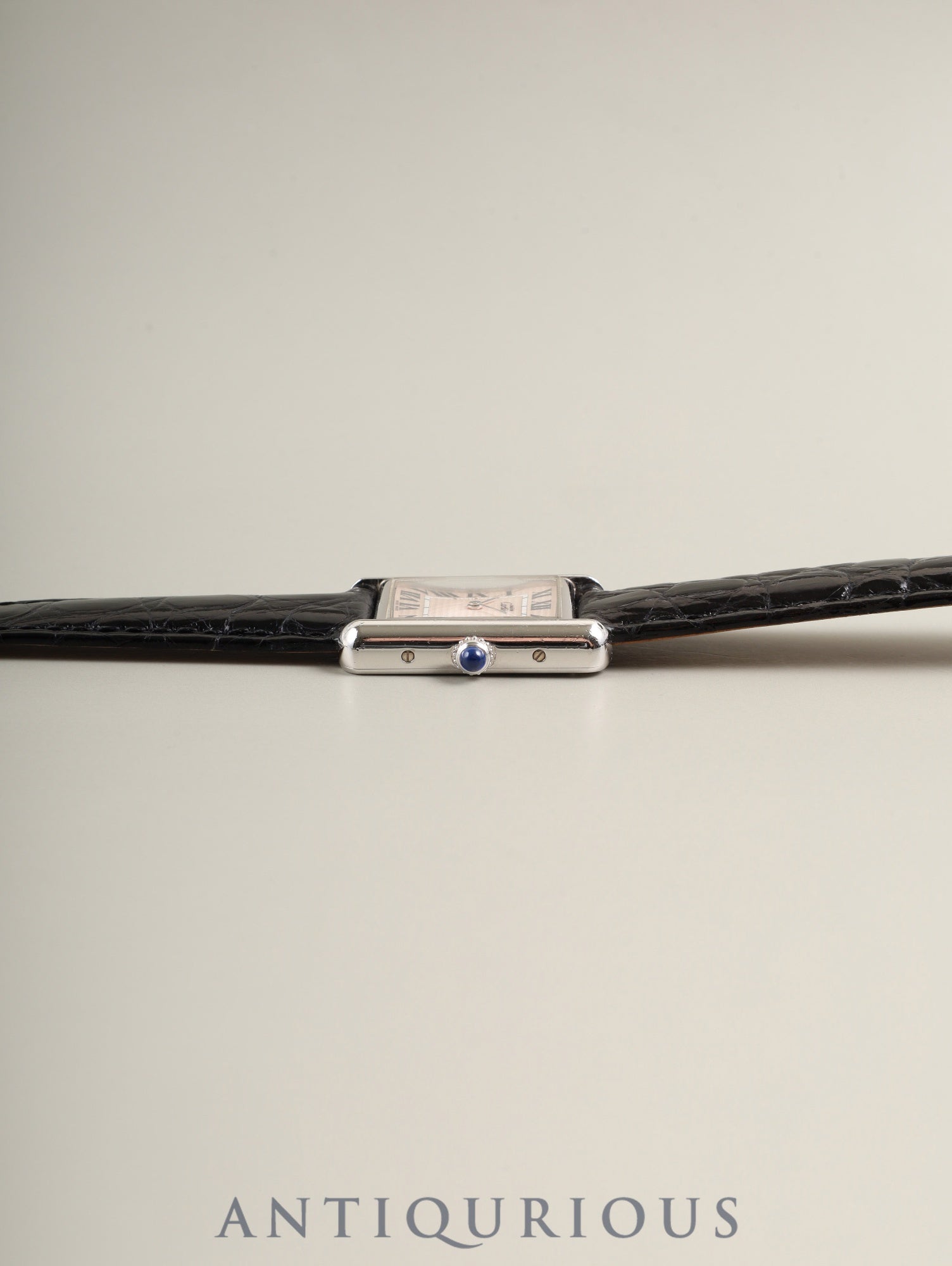 カルティエ マストタンク MM W1016130 / 2416 クォーツ Cal.057 SV925 革 純正Dバックル（SS）ピンクローマン文字盤 （SWISS MADE表記 / クリスマス限定） 箱 冊子 保証書 オーバーホール済み