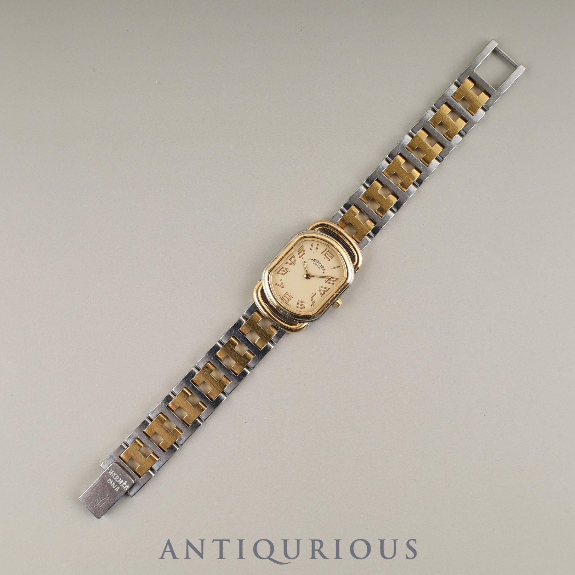 Hermès Rally 77.03 Quartz Cal.976.001 SS/GP SS/GP Ivory Dial Overhauled