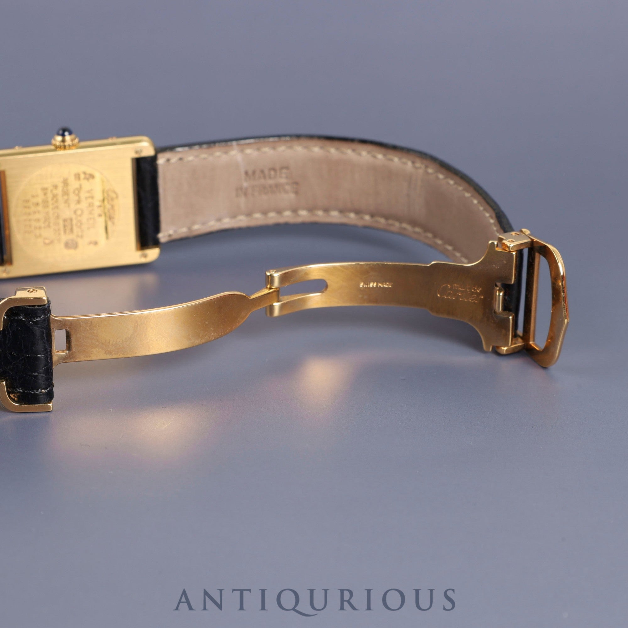 Cartier Must Tank LM 590005 Quartz Cal.90 SV925 Genuine leather strap Genuine D buckle (GP) Trinity dial Box Overhauled