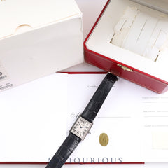 Cartier Tank Solo LM QZ W5200003 / 3169 Silver Dial Stainless Steel Leather Box Warranty Card