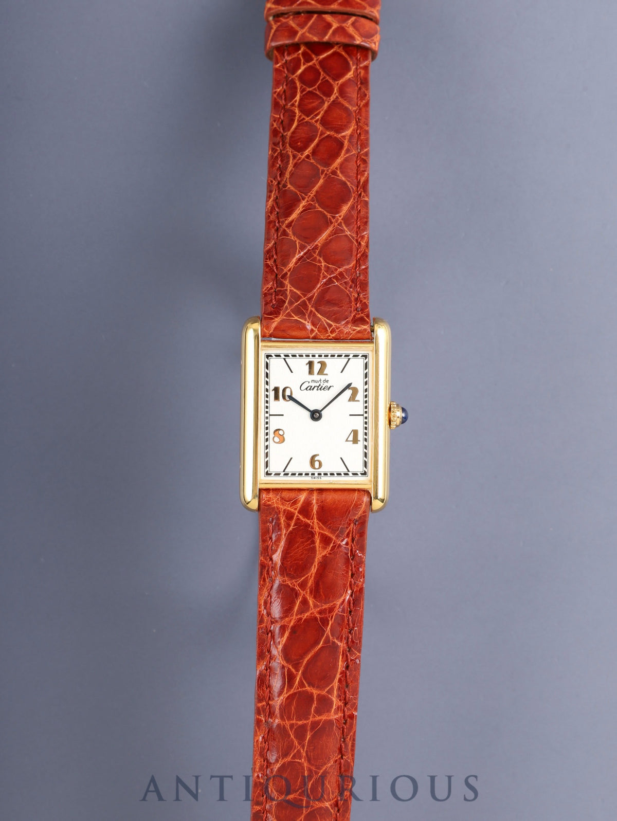Cartier Must Tank LM 590005 Quartz Cal.90 SV925 Leather Genuine Pin Buckle (GP) Arabic Dial (SWISS marking) Overhauled Polished