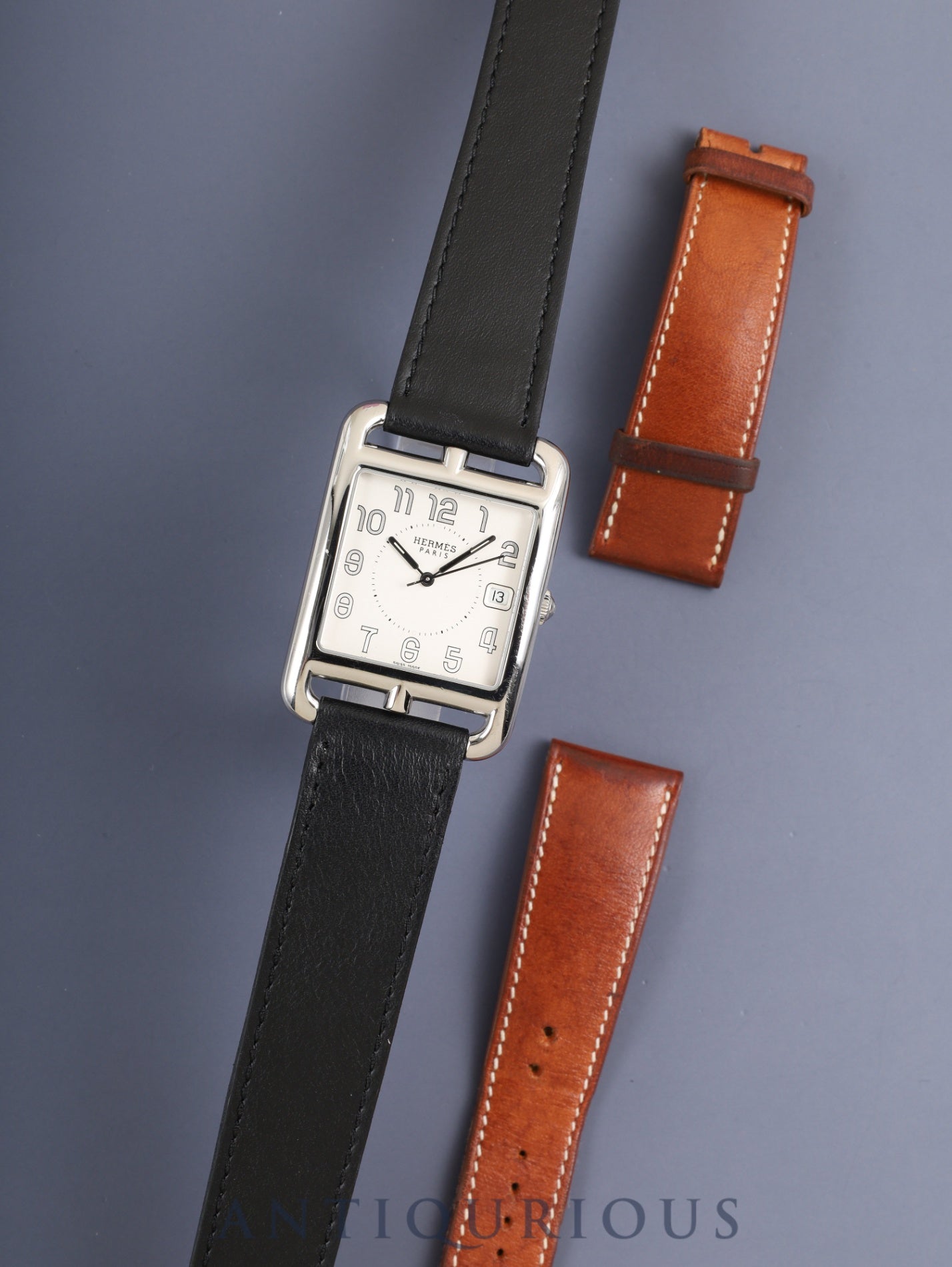 Hermes Cape Cod CC1.810 Quartz Cal.164111 Stainless Steel Leather Strap Original Buckle (Stainless Steel) Silver Arabic Dial Overhauled