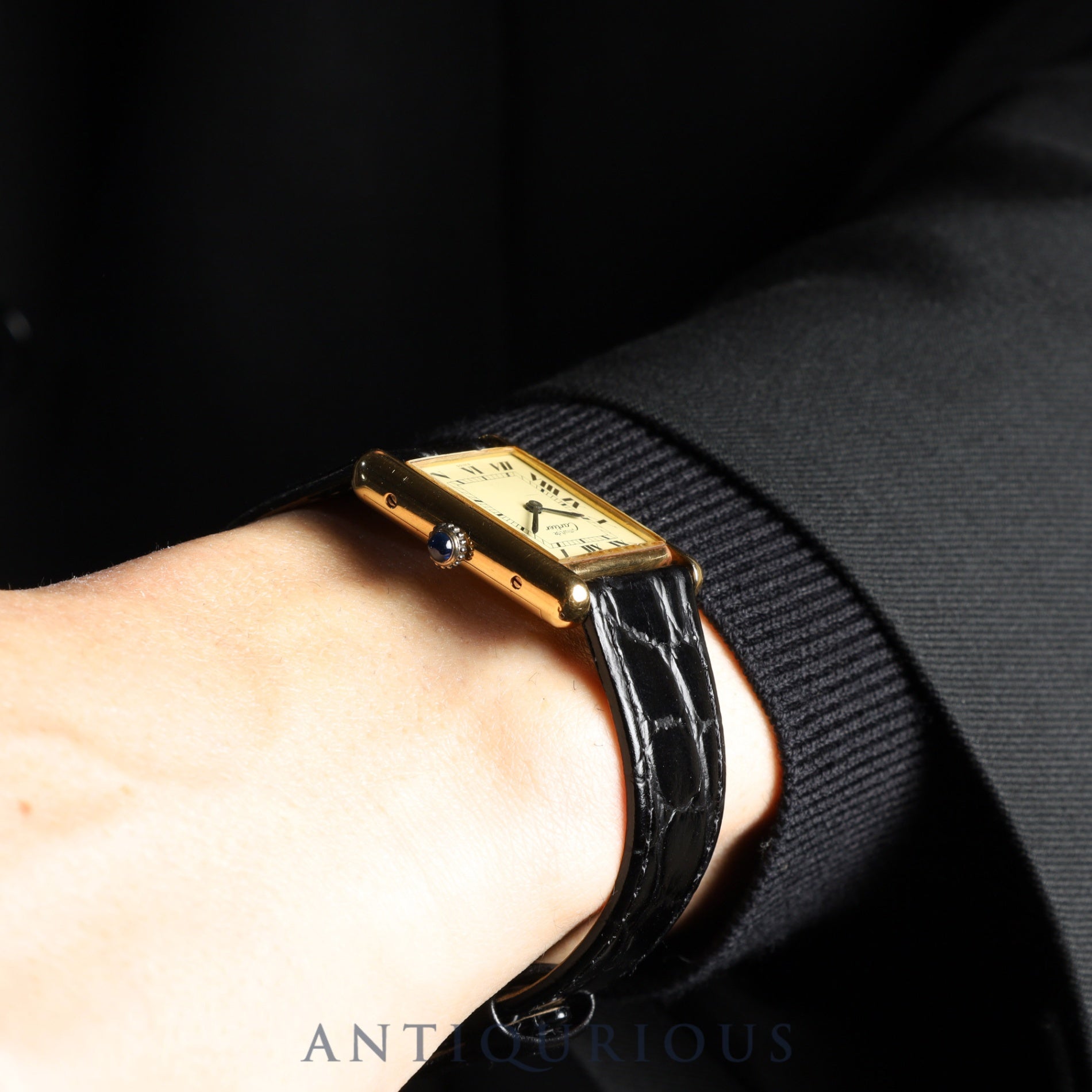 カルティエ マストタンク LM 手巻き Cal.- SV925 革 純正尾錠（GP）アイボリーローマン文字盤 1976年頃～1981年頃 オーバーホール済み