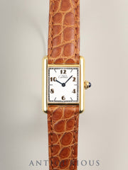 カルティエ マストタンク SM 1613 クォーツ Cal.057 SV925 革 純正Dバックル（GP） 飛びアラビアCC文字盤（SWISS表記） オーバーホール 新品仕上げ済み