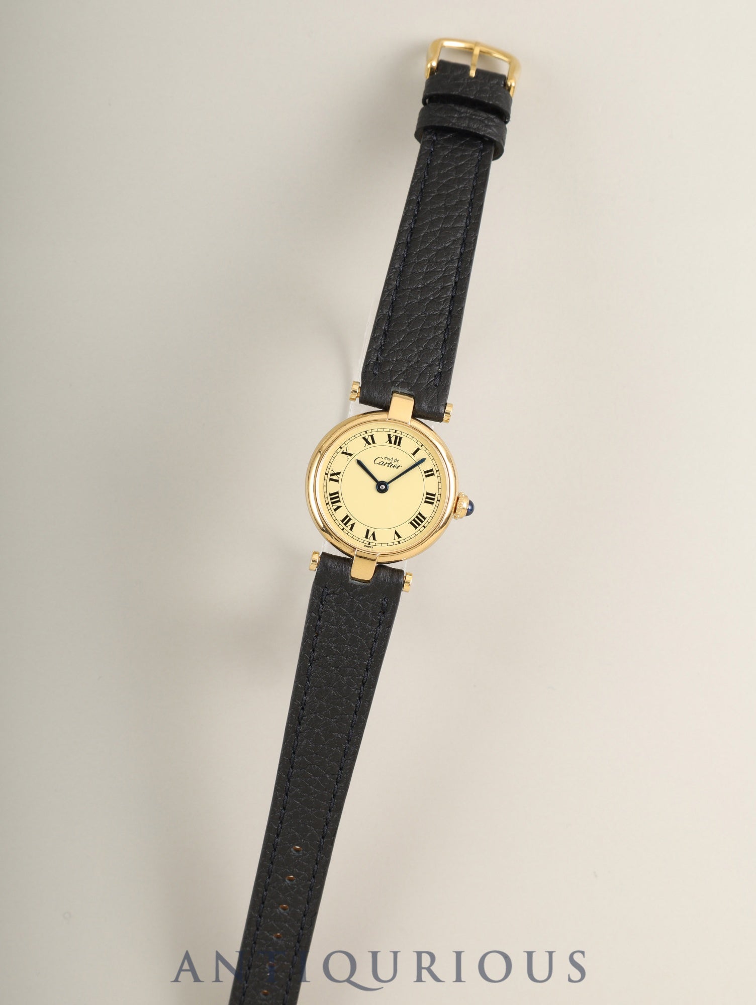 カルティエ マスト ヴァンドーム VLC SM 590004 クォーツ Cal.90 SV925 革 純正ピンバックル（GP）アイボリーローマン文字盤 オーバーホール済み