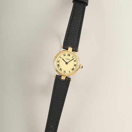 カルティエ マスト ヴァンドーム VLC SM 590004 クォーツ Cal.90 SV925 革 純正ピンバックル（GP）アイボリーローマン文字盤 オーバーホール済み