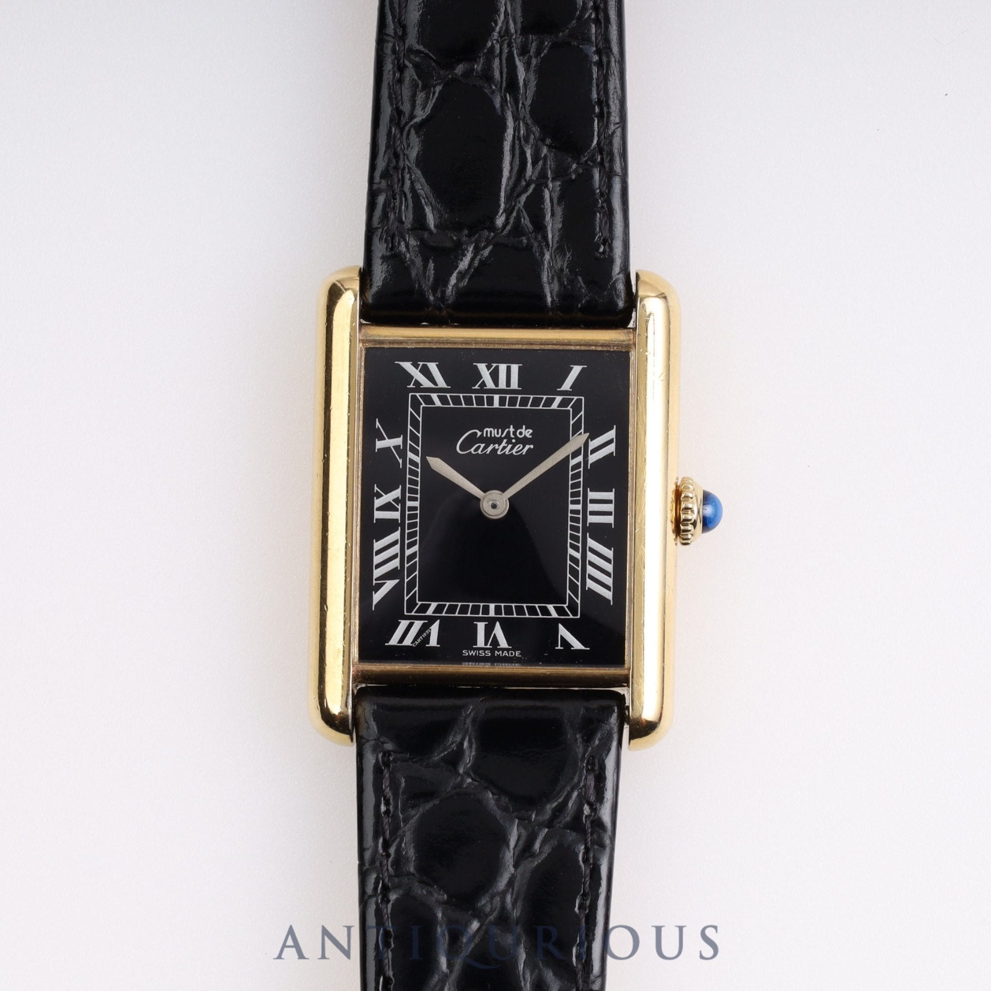 CARTIER Must Tank LM Manual winding Black Roman dial Box Fully maintained