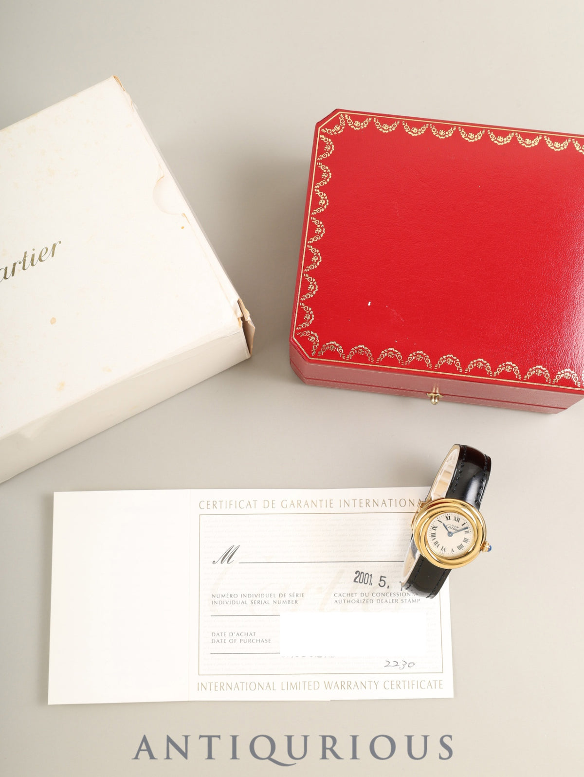 Cartier Must Trinity W1010644 / 2735 Quartz Cal.157 SV925 Original leather strap Original deployant buckle (GP) Silver Roman dial Box, manual, warranty card (2001) Overhauled