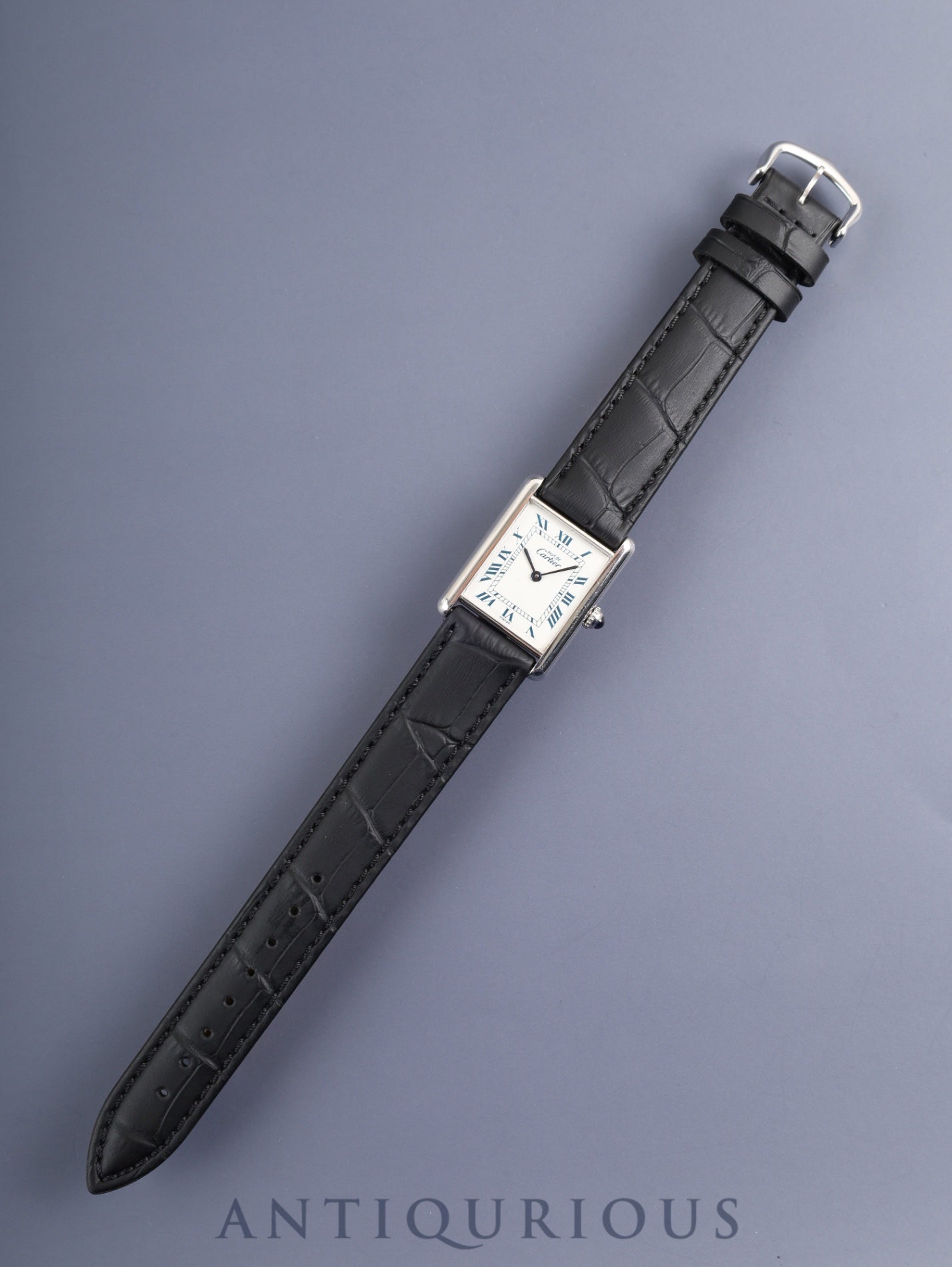 Cartier Must Tank LM 690006 Quartz Caliber 90 SV925 Leather Strap with Genuine Stainless Steel Buckle, White Roman Dial (SWISS Marking), Overhauled