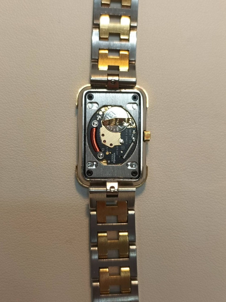 Hermès Cloajour CR1.240 Quartz Cal.976.001 SS/GP SS/GP White Dial Box Case Warranty (2008) Overhauled
