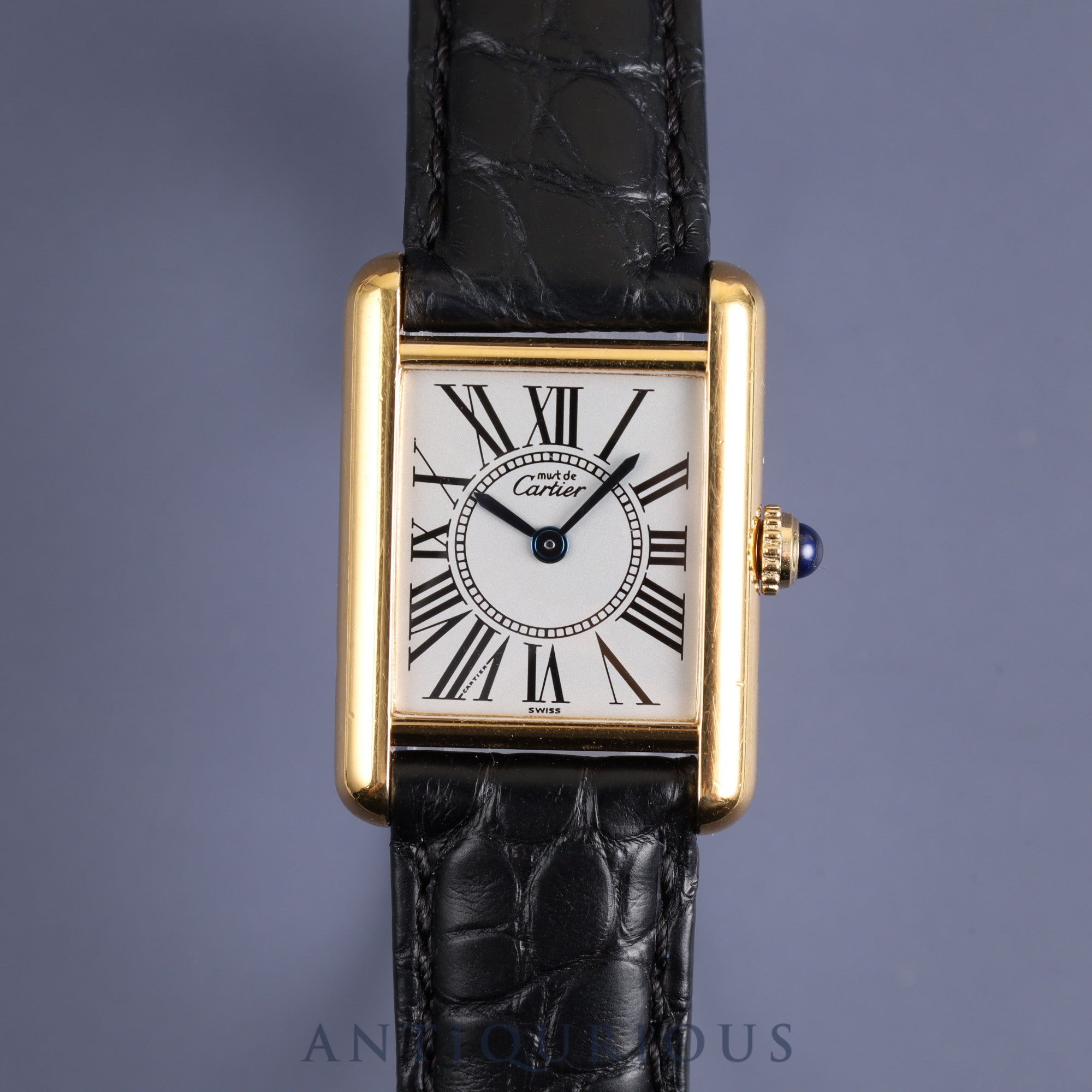 Cartier Must Tank SM 5057001 Quartz SV925 Leather Genuine Buckle (GP) Opalan Dial Warranty (1994) Cartier Boutique Complete Service (Full Maintenance) Completed