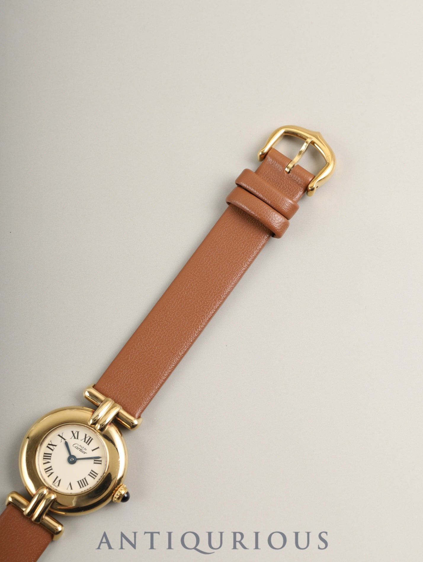 カルティエ マストコリゼ W1000653 / 590002 クォーツ Cal.90.06 SV925 革 純正ピンバックル（GP）アイボリーローマン文字盤 箱 冊子 保証書（無記載）オーバーホール済み