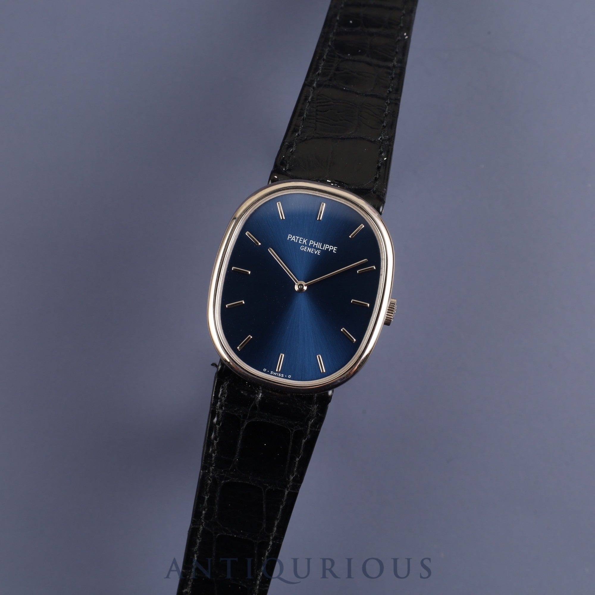 Patek Philippe Golden Ellipse 3848 Manual winding Cal.215 WG Genuine leather strap Genuine buckle (750) Blue dial Warranty (2001) Box Case Overhauled