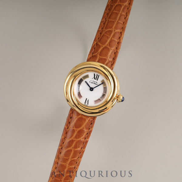 Cartier Must Trinity W1010644 / 2735 Quartz SV925 Leather Genuine D-buckle (GP) Trinity dial Complete service completed at Cartier boutique