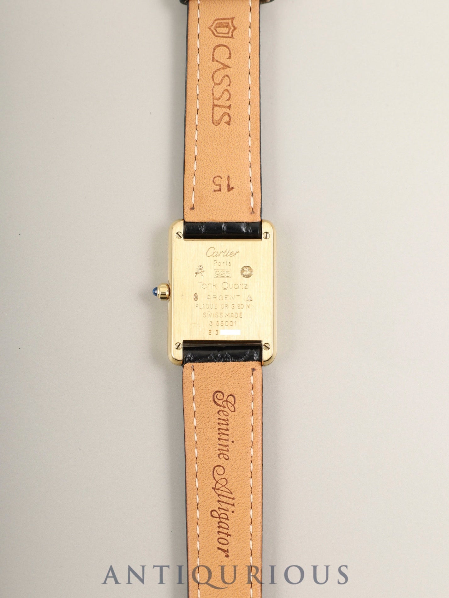 カルティエ マストタンク SM 3 66001 クォーツ Cal.66 SV925 革 純正ピンバックル（GP）グレー飛びローマン文字盤（SWISS表記）オーバーホール済み