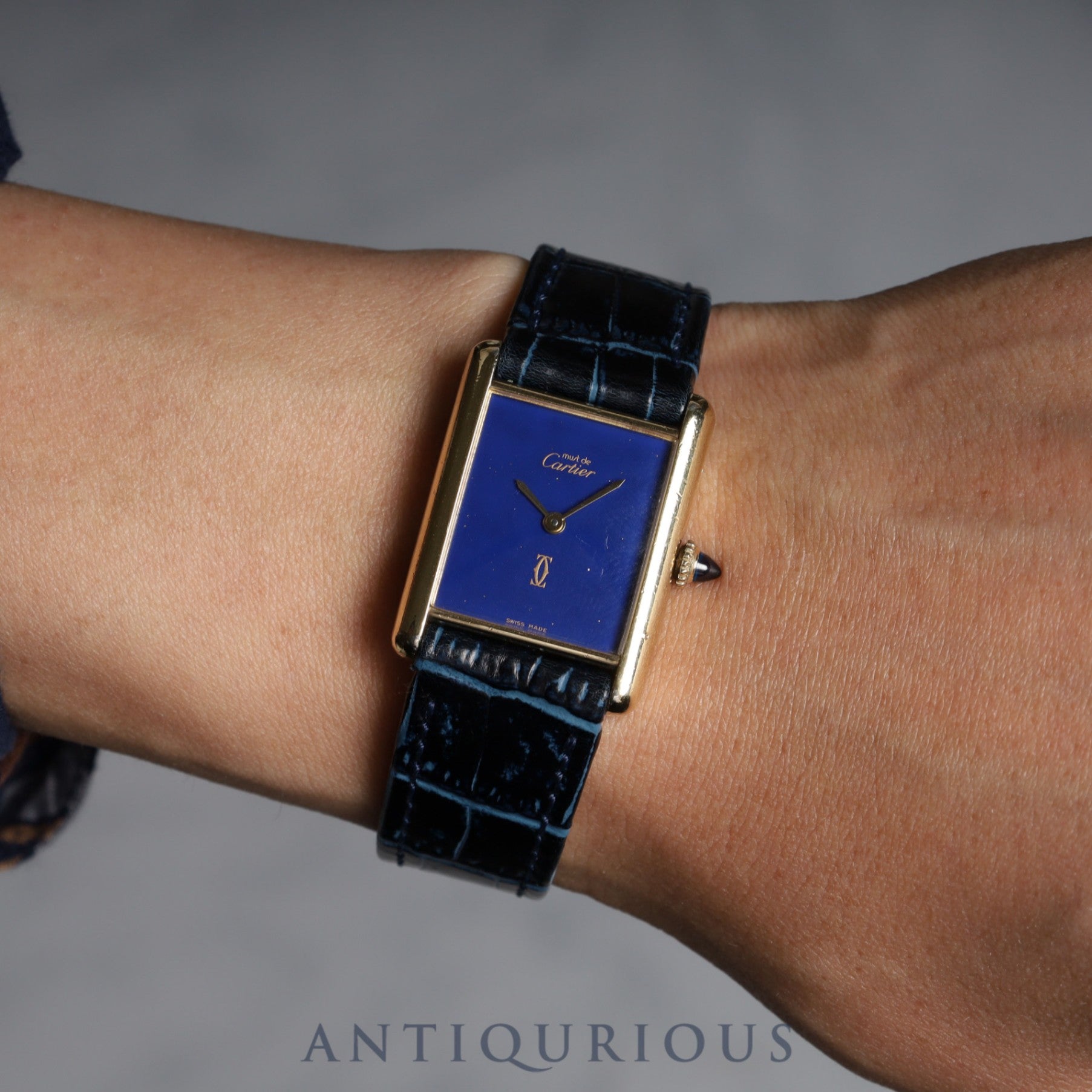 Cartier Must Tank LM Manual Winding SV925 Lapis Lazuli Dial Box Cartier Boutique Complete Service