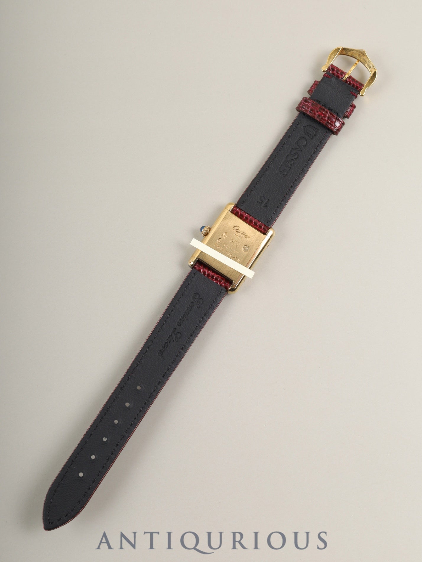 Cartier Must Tank SM Hand-wound Cal.78-1 SV925 Leather Genuine Pin Buckle (GP) Garnet Dial Bordeaux Dial (SWISS marking) Box Manual Warranty (1981 / one digit serial difference) with genuine leather strap, overhauled