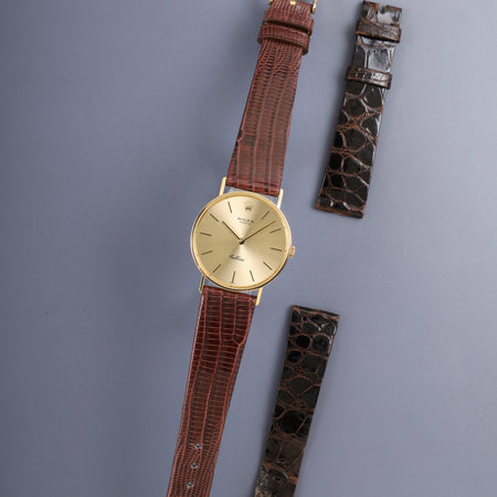 ロレックス チェリーニ 3833 手巻き Cal.1600 750YG 革 純正ピンバックル（GP） シャンパン文字盤 31mm 41番台（1974年）純正レザーベルト付き オーバーホール済み