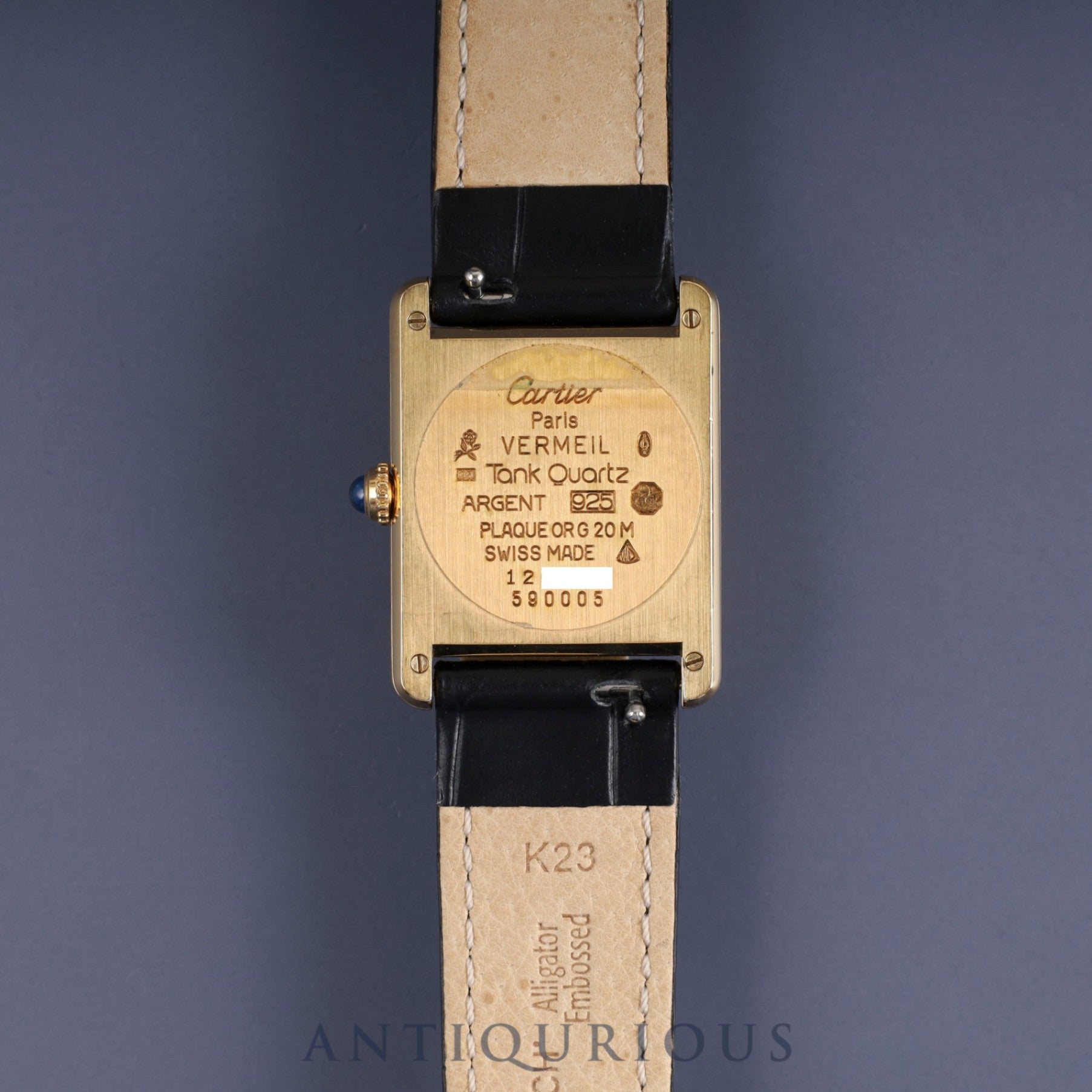 Cartier Must Tank LM W1002753 / 590005 Quartz Cal.90 SV925 Leather Genuine Buckle (GP) Ivory Roman Dial Genuine Leather Strap Overhauled