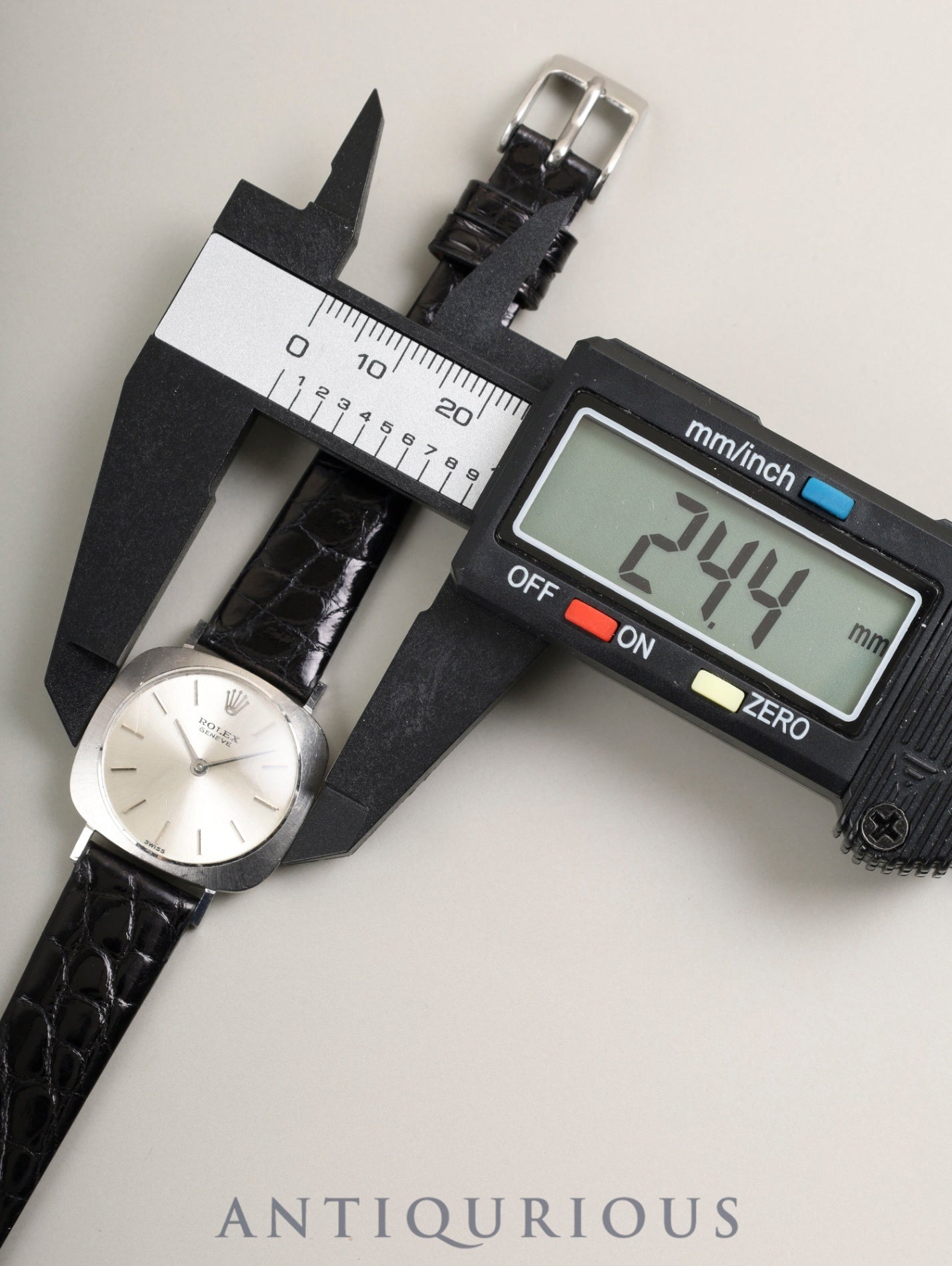 ロレックス チェリーニ 3652 手巻き Cal.1600 750WG 革 社外ピンバックル（SS）シルバー文字盤 15番台（1965年）オーバーホール済み