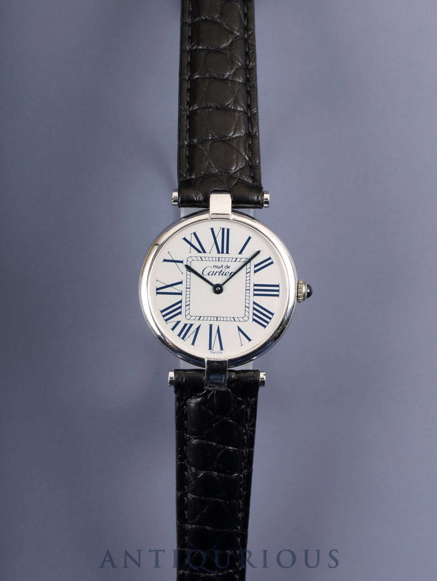 カルティエ マスト ヴァンドーム VLC LM 1860 クォーツ Cal.90.06 SV925 革 純正Dバックル（SS） オパラン文字盤 保証書（1996年）オーバーホール済み