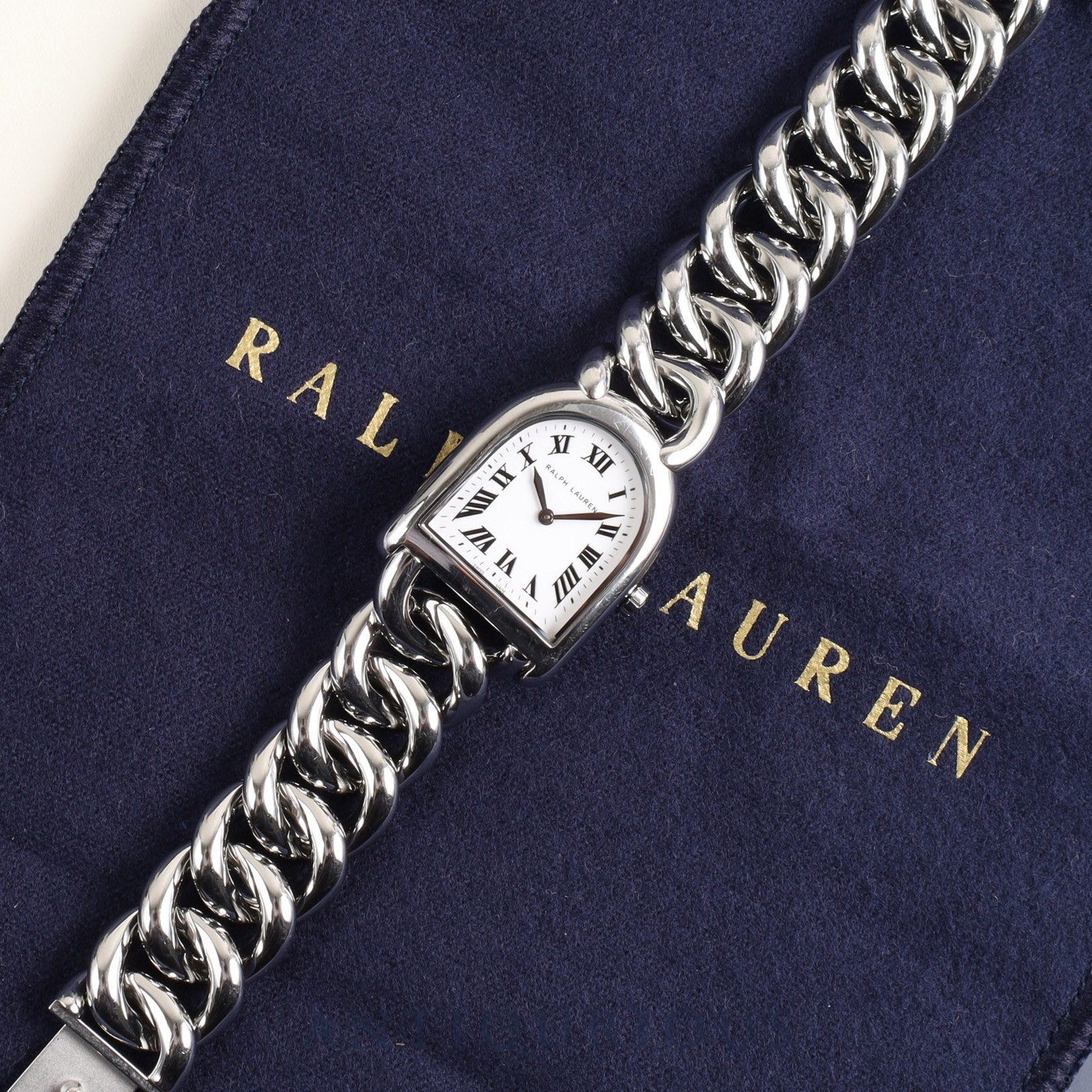 Ralph Lauren Stirrup Petite RLR0040000 / K00400 Quartz SS SS White Roman Dial Protective Bag