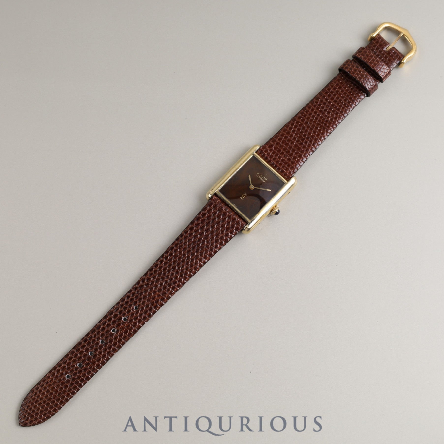 Cartier Must Tank LM Manual winding 925 Leather Genuine buckle (GP) Mahogany dial Overhauled